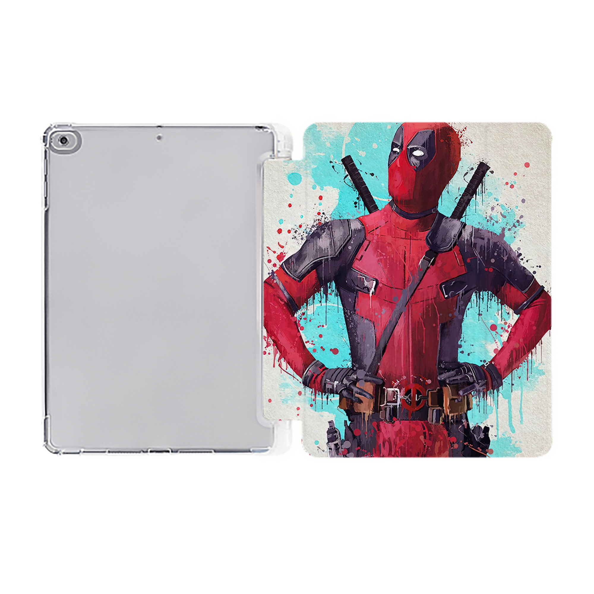 （画像用） Deadpool デッドプール IPad ケース ペン収納付き 三つ折りスタンド PUレザー×シリコン 対応機種9.5/10.5/10.9インチ